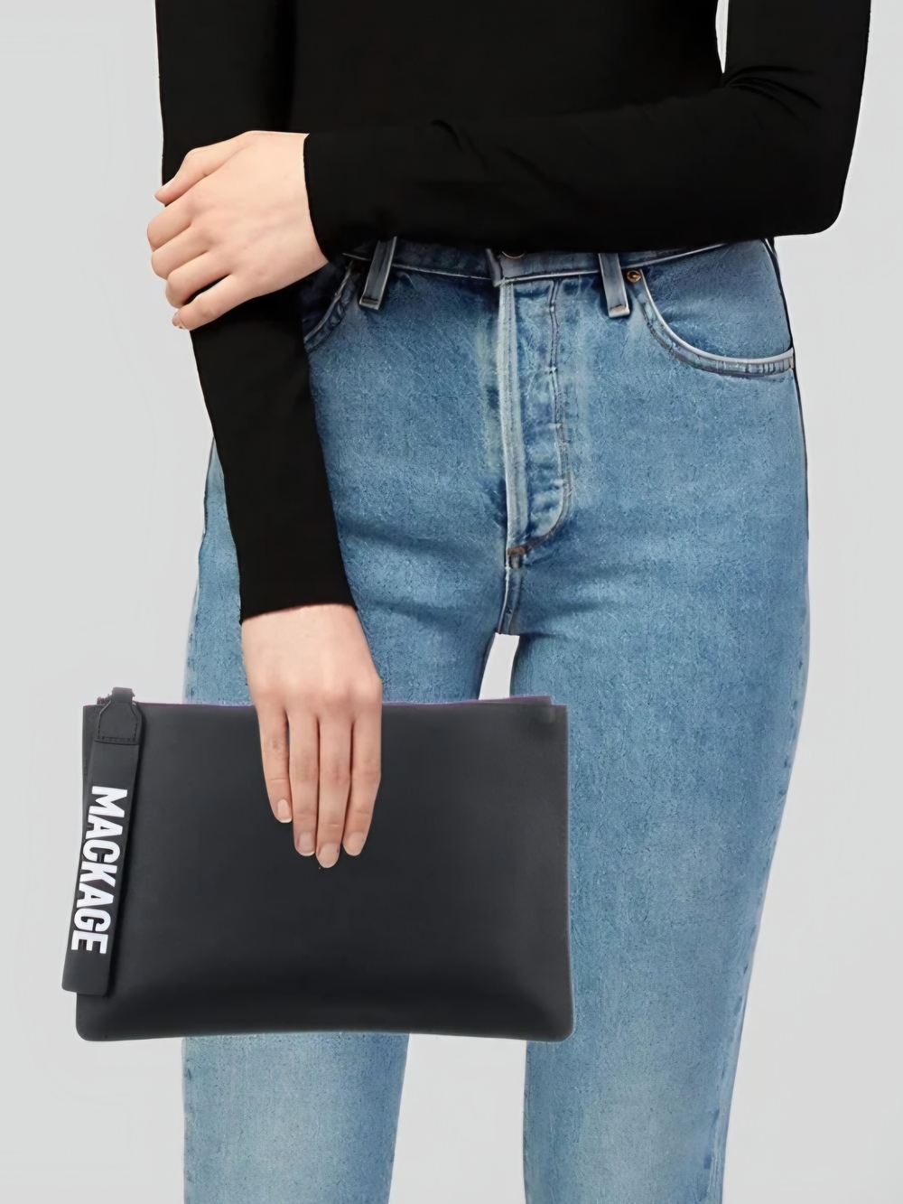 Mackage Black Leather Wristlet Clutch